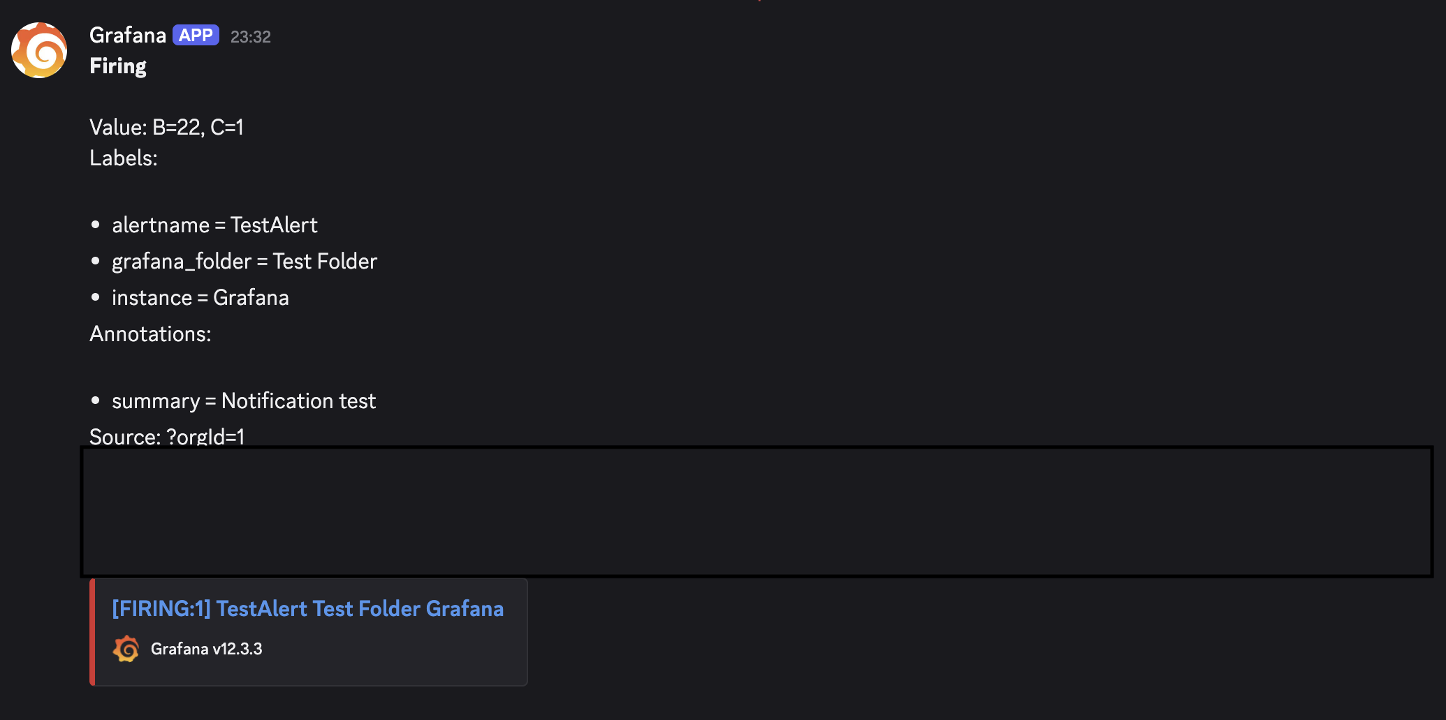Discord test notification