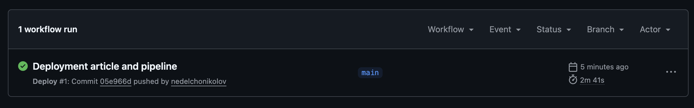 GitHub Actions deployment pipeline
