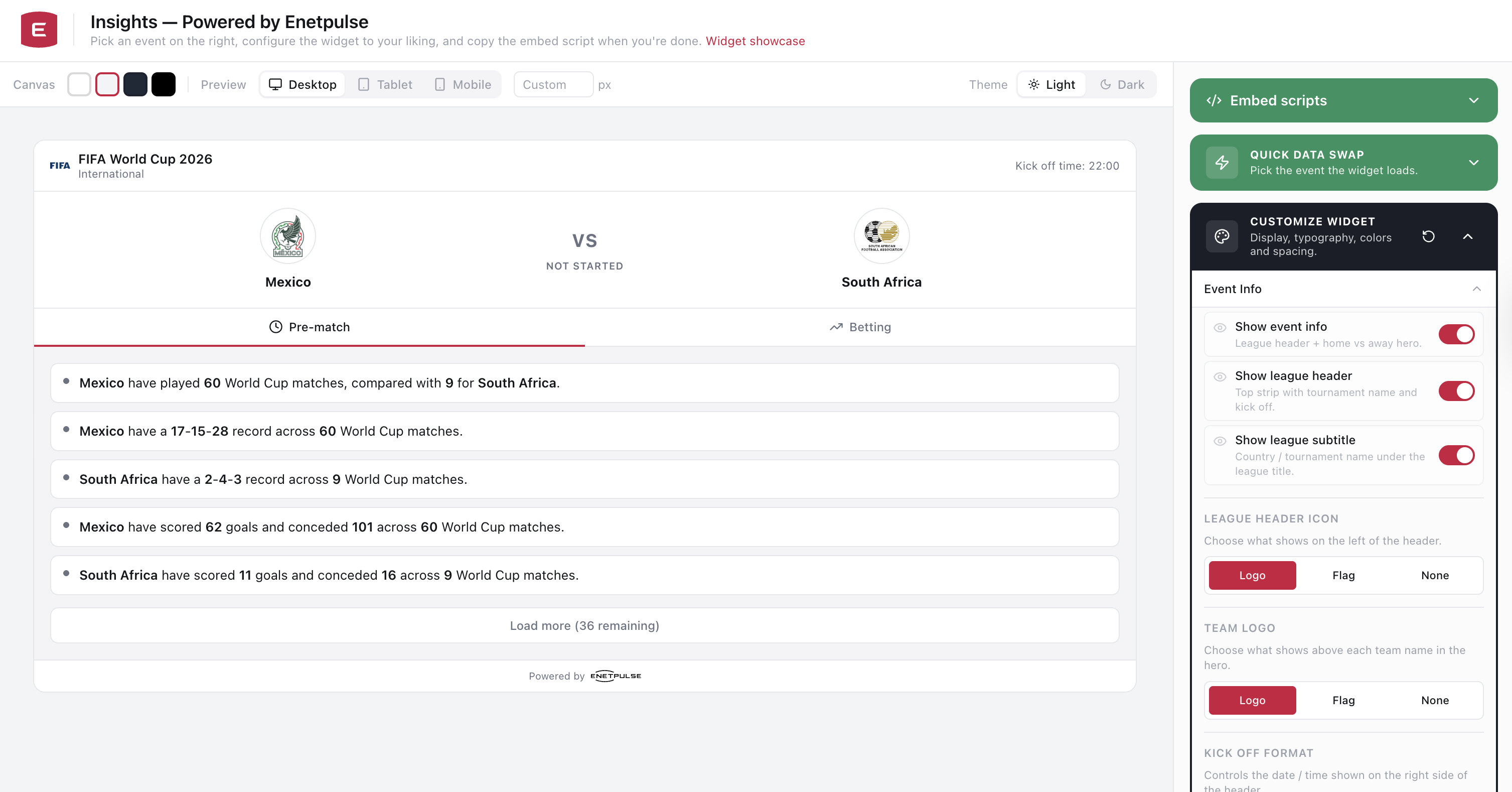 Configurator and widget preview