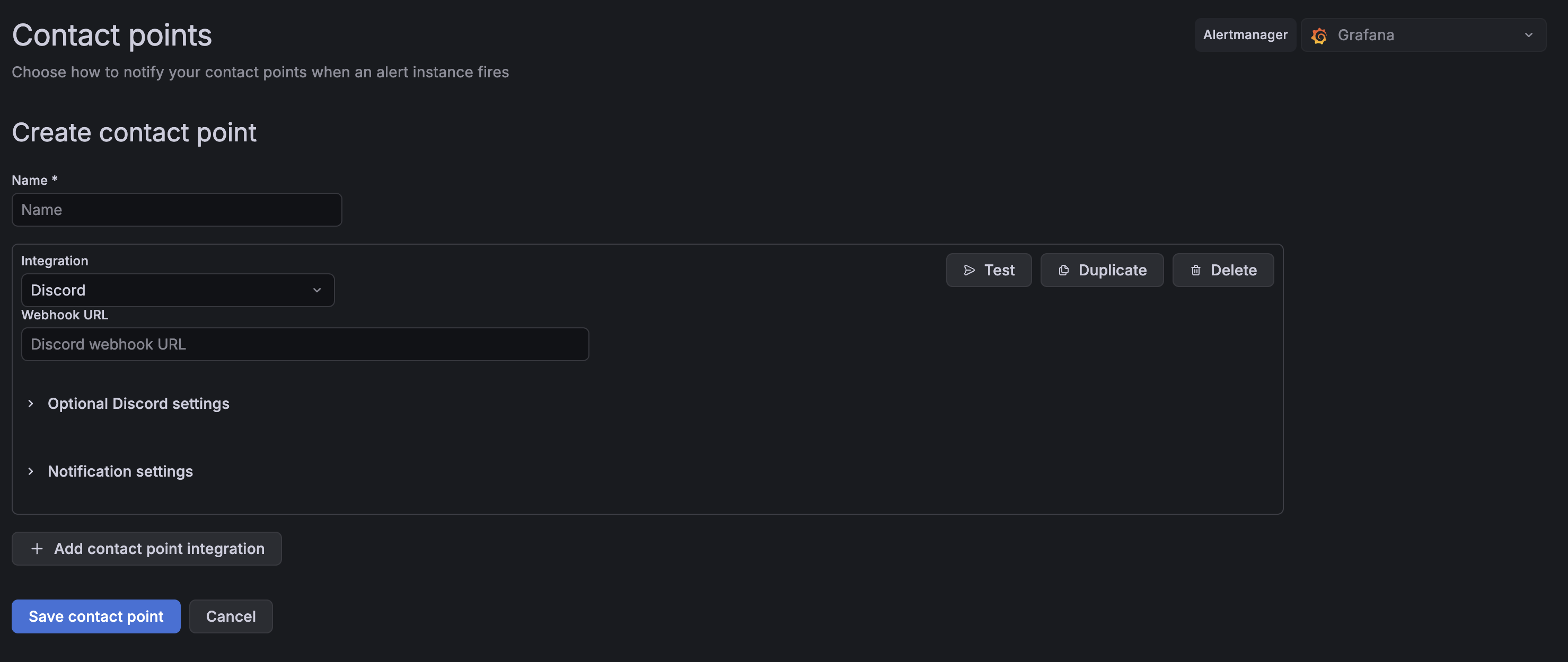 New Discord contact point